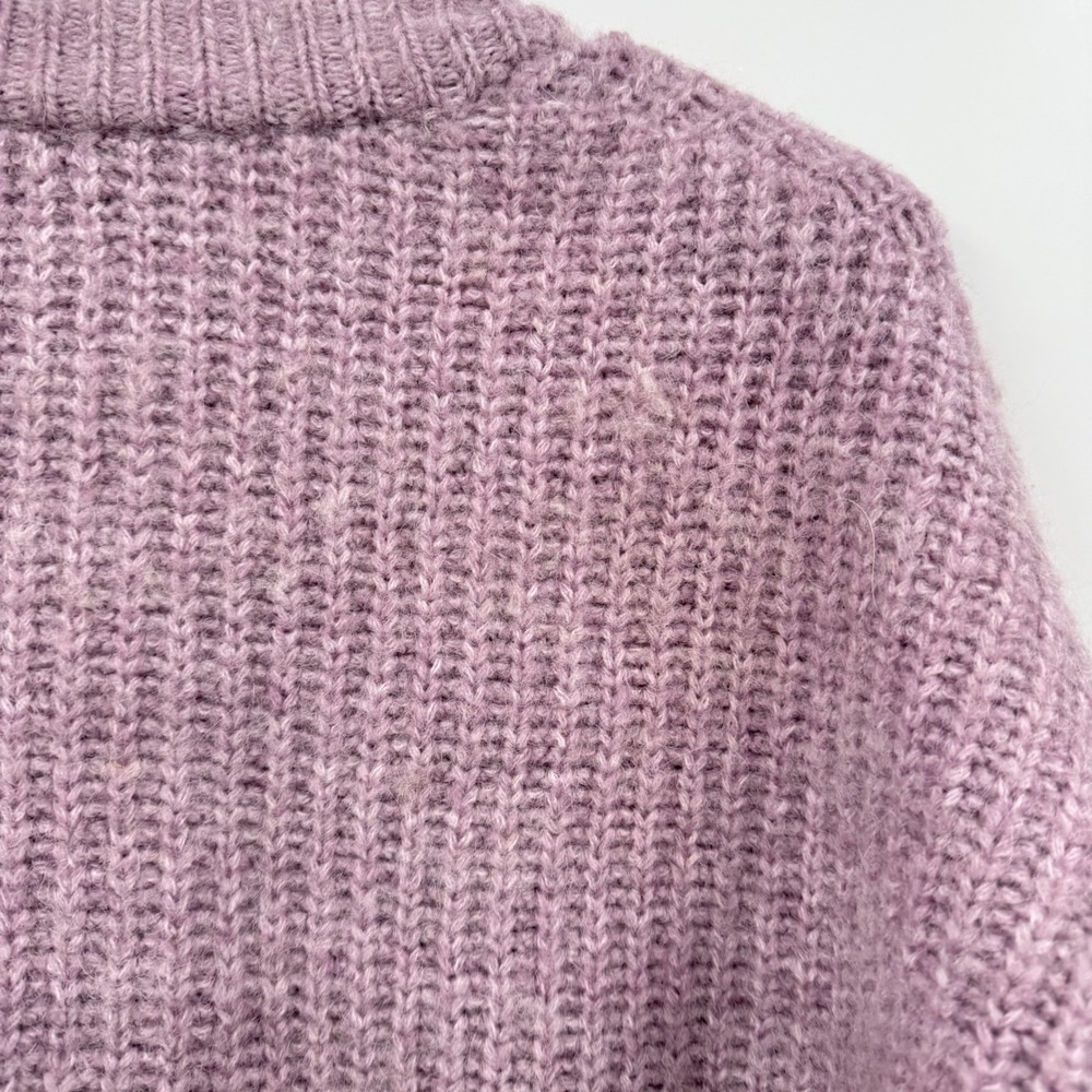 ZARA‎ Oversized Chunky Knit Cardigan Lavender Purple V Neck Button Front Pockets - Picture 8 of 10